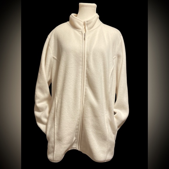 Karen Scott Cream Teddy Jacket with Full Zip and High Collar - Picture 1 of 7